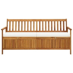 vidaXL Banco de almacenaje con cojín de madera maciza de acacia 170 cm