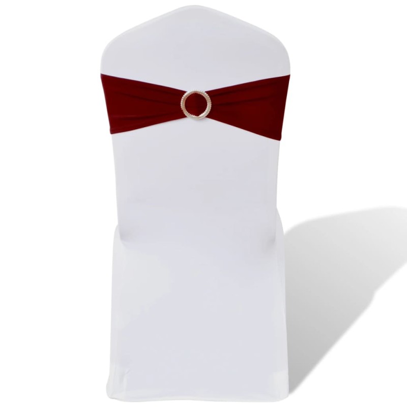 Moño decorativo elástico para sillas con hebilla 25 pzas Burdeos Moño decorativo elástico para sillas con hebilla 25 pzas Burdeos