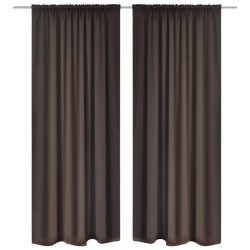 2 cortinas marrones oscuras con jaretas, blackout 135 x 245 cm