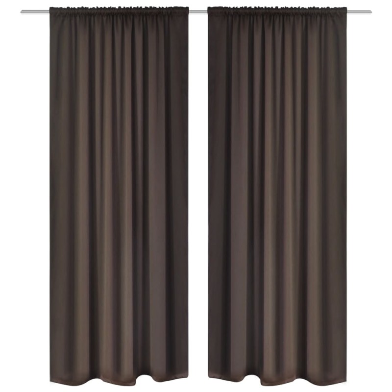 2 cortinas marrones oscuras con jaretas, blackout 135 x 245 cm