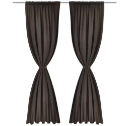 2 cortinas marrones oscuras con jaretas, blackout 135 x 245 cm