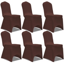 vidaXL Funda de silla elástica 6 unidades marrón
