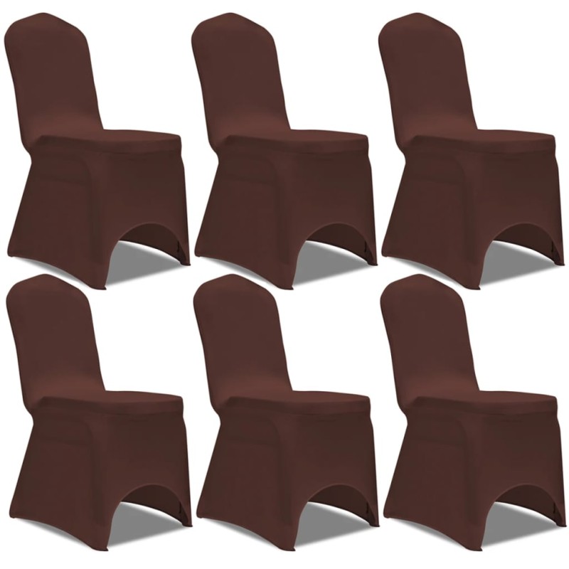 vidaXL Funda de silla elástica 6 unidades marrón vidaXL Funda de silla elástica 6 unidades marrón