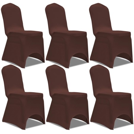 vidaXL Funda de silla elástica 6 unidades marrón