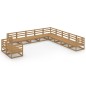 vidaXL Juego muebles de jardín 11 pzas madera maciza pino marrón miel vidaXL Juego muebles de jardín 11 pzas madera maciza pino marrón miel