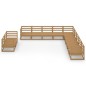 vidaXL Juego muebles de jardín 11 pzas madera maciza pino marrón miel vidaXL Juego muebles de jardín 11 pzas madera maciza pino marrón miel