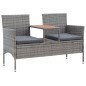 vidaXL Banco de jardín 2 plazas con mesita ratán sintético gris 143 cm vidaXL Banco de jardín 2 plazas con mesita ratán sintético gris 143 cm