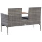 vidaXL Banco de jardín 2 plazas con mesita ratán sintético gris 143 cm vidaXL Banco de jardín 2 plazas con mesita ratán sintético gris 143 cm