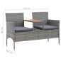 vidaXL Banco de jardín 2 plazas con mesita ratán sintético gris 143 cm vidaXL Banco de jardín 2 plazas con mesita ratán sintético gris 143 cm