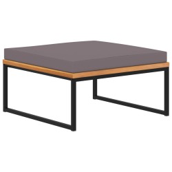 vidaXL Reposapiés y cojín madera maciza acacia gris oscuro 66x66x36 cm