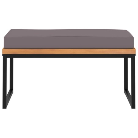 vidaXL Reposapiés y cojín madera maciza acacia gris oscuro 66x66x36 cm