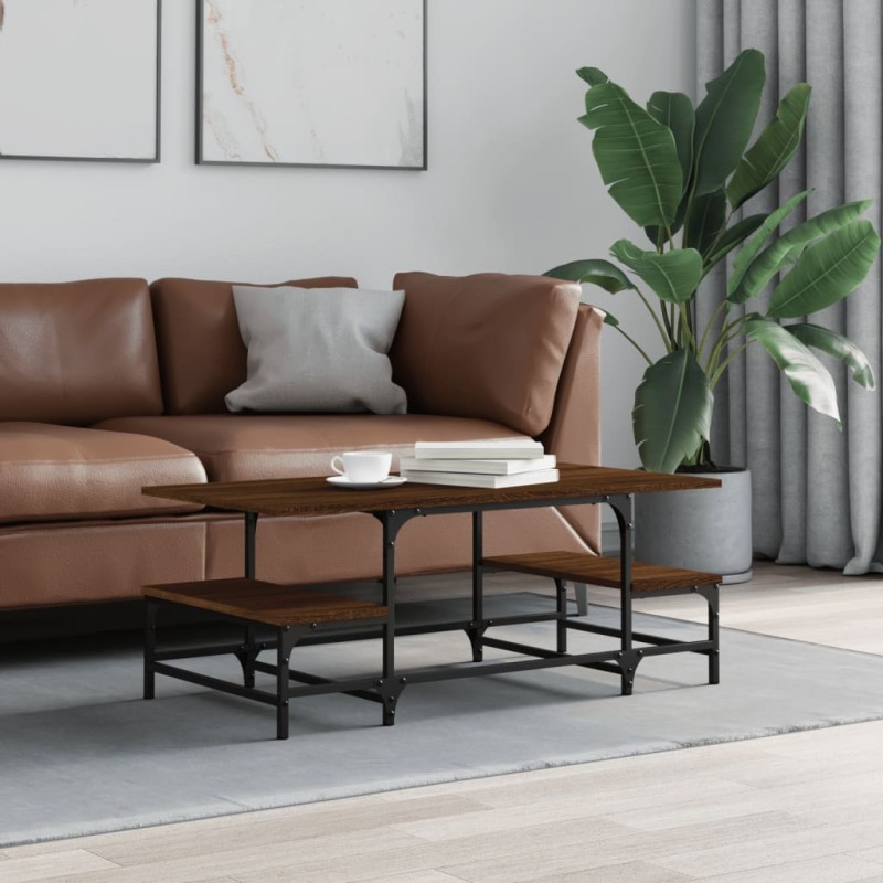 vidaXL Mesa de centro madera contrachapada roble marrón 100x50,5x40 cm vidaXL Mesa de centro madera contrachapada roble marrón 100x50,5x40 cm