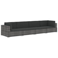 vidaXL Set de sofás de jardín con cojines 4 pzas ratán sintético gris