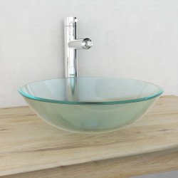 vidaXL Lavabo de vidrio templado 42 cm esmerilado