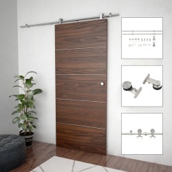 vidaXL Kit de herrajes para puerta corredera 183 cm acero plateado