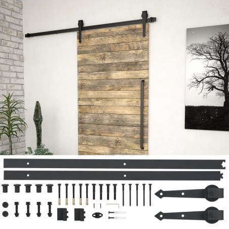 vidaXL Kit de herrajes para puertas correderas acero negro 183 cm  