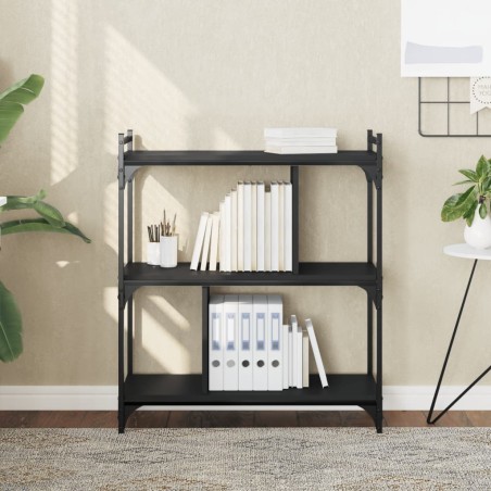 vidaXL Librería de 3 estantes madera de ingeniería negro 76x32x88 cm