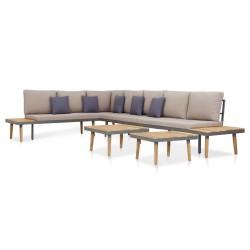 vidaXL Juego muebles de jardín 7 plazas y cojines madera acacia marrón