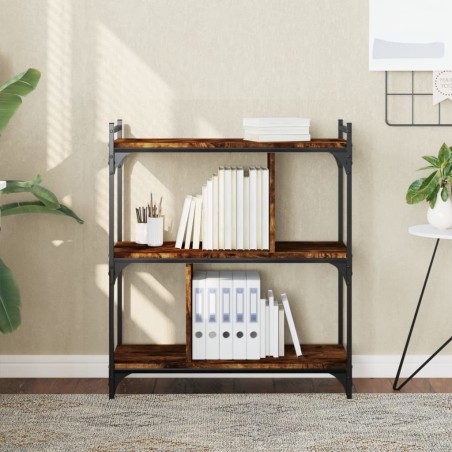 vidaXL Librería 3 estantes madera ingeniería roble ahumado 76x32x88 cm