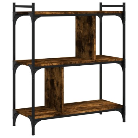 vidaXL Librería 3 estantes madera ingeniería roble ahumado 76x32x88 cm