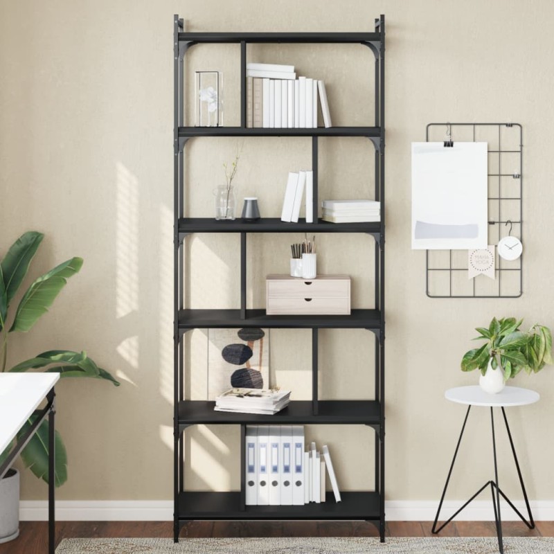 vidaXL Librería de 6 estantes madera de ingeniería negro 76x32x192 cm vidaXL Librería de 6 estantes madera de ingeniería negro 76x32x192 cm