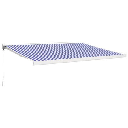 vidaXL Toldo retráctil aluminio y tela azul y blanco 4x3 m