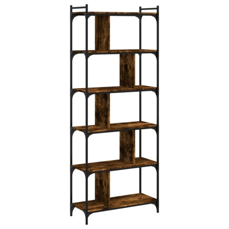 vidaXL Librería 6 estantes madera ingeniería roble ahumado 76x32x192cm