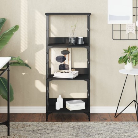 vidaXL Estantería de madera de ingeniería negra 50x33x117,5 cm