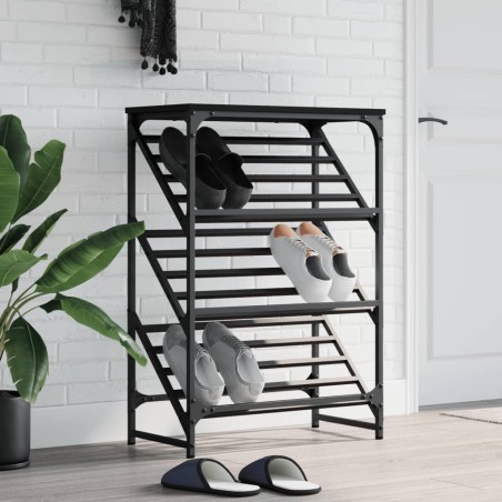 vidaXL Mueble zapatero de madera de ingeniería negro 60x30x85 cm