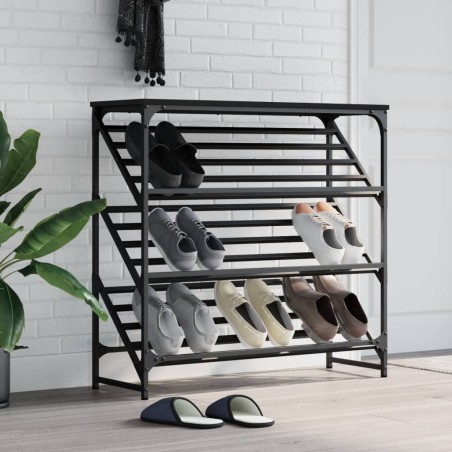 vidaXL Mueble zapatero de madera de ingeniería negro 90x30x85 cm