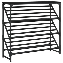 vidaXL Mueble zapatero de madera de ingeniería negro 90x30x85 cm