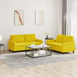 vidaXL Juego de sofás con cojines 2 piezas terciopelo amarillo