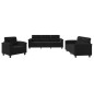 vidaXL Juego de sofás con cojines 3 piezas tela microfibra negro vidaXL Juego de sofás con cojines 3 piezas tela microfibra negro