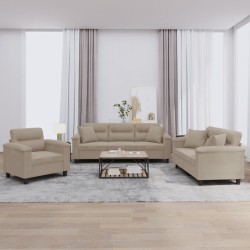vidaXL Juego de sofás con cojines 3 piezas tela microfibra gris taupe