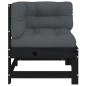vidaXL Sofá esquinero con cojines madera maciza de pino negro vidaXL Sofá esquinero con cojines madera maciza de pino negro