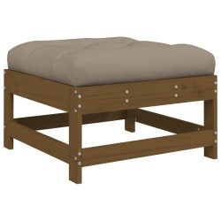 vidaXL Taburete de jardín con cojín madera maciza de pino marrón miel