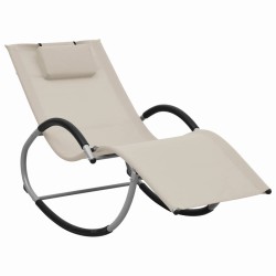 vidaXL Tumbona con cojín textilene color crema