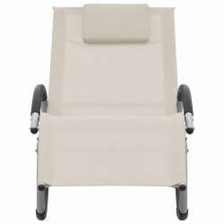 vidaXL Tumbona con cojín textilene color crema