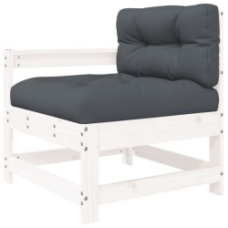 vidaXL Sillón de jardín con cojines madera maciza de pino blanco