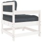 vidaXL Sillón de jardín con cojines madera maciza de pino blanco