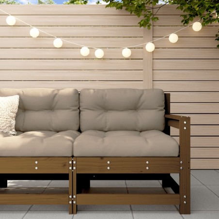 vidaXL Sillón de jardín con cojines madera maciza de pino marrón miel