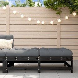 vidaXL Taburetes de jardín con cojines 2 uds madera maciza pino negro