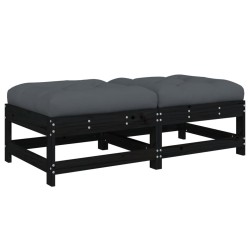 vidaXL Taburetes de jardín con cojines 2 uds madera maciza pino negro