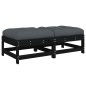 vidaXL Taburetes de jardín con cojines 2 uds madera maciza pino negro vidaXL Taburetes de jardín con cojines 2 uds madera maciza pino negro