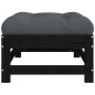 vidaXL Taburetes de jardín con cojines 2 uds madera maciza pino negro vidaXL Taburetes de jardín con cojines 2 uds madera maciza pino negro