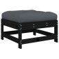 vidaXL Taburetes de jardín con cojines 2 uds madera maciza pino negro vidaXL Taburetes de jardín con cojines 2 uds madera maciza pino negro