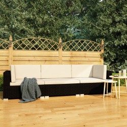 vidaXL Set de sofás de jardín 3 piezas y cojines ratán sintético negro