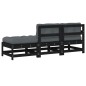 vidaXL Juego de sofás de jardín 3 pzas con cojines madera maciza negro vidaXL Juego de sofás de jardín 3 pzas con cojines madera maciza negro