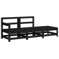 vidaXL Juego de sofás de jardín 3 pzas con cojines madera maciza negro vidaXL Juego de sofás de jardín 3 pzas con cojines madera maciza negro
