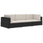 vidaXL Set de sofás de jardín 3 piezas y cojines ratán sintético negro vidaXL Set de sofás de jardín 3 piezas y cojines ratán sintético negro